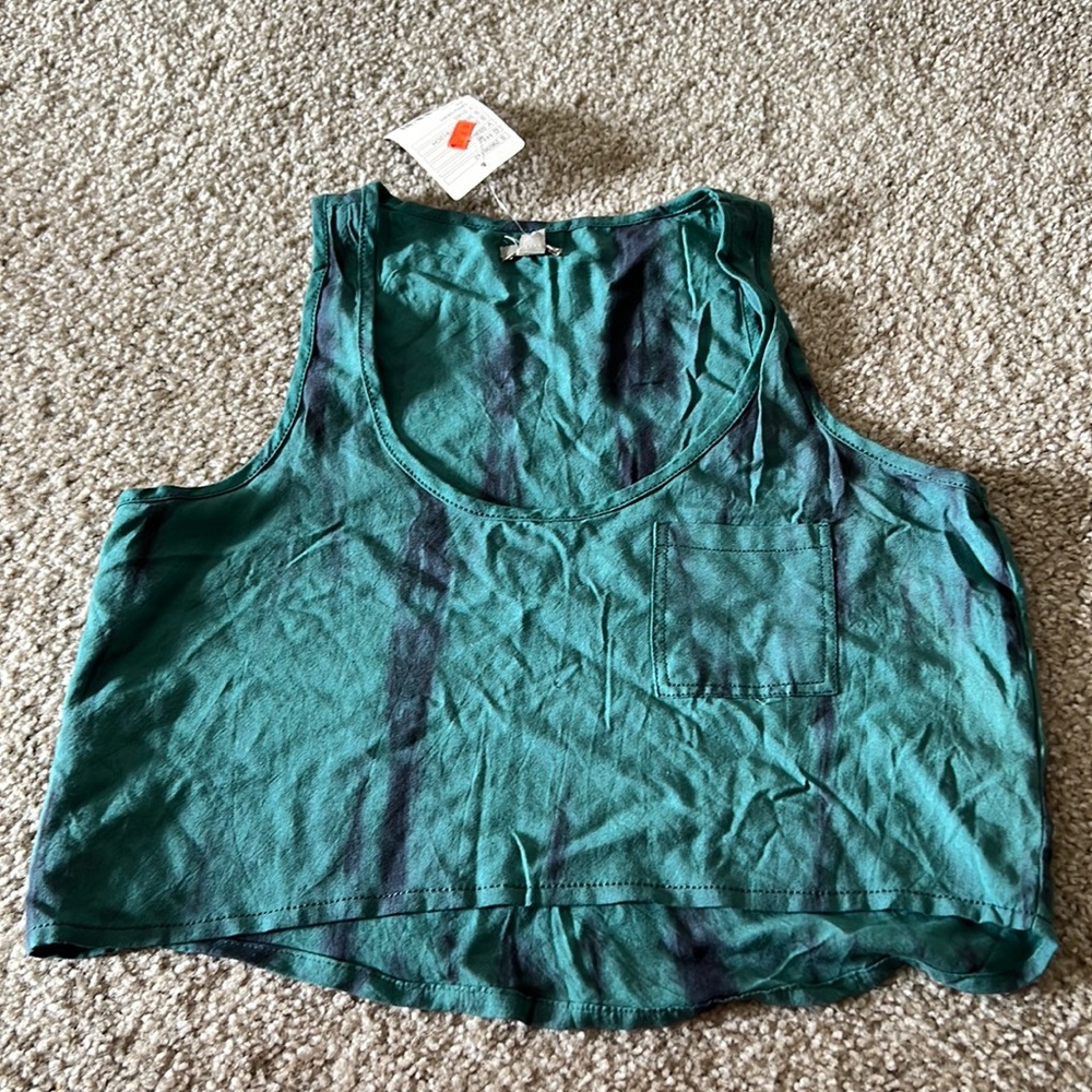 NWT: Ecoté brand distressed crop shirt size xs teal